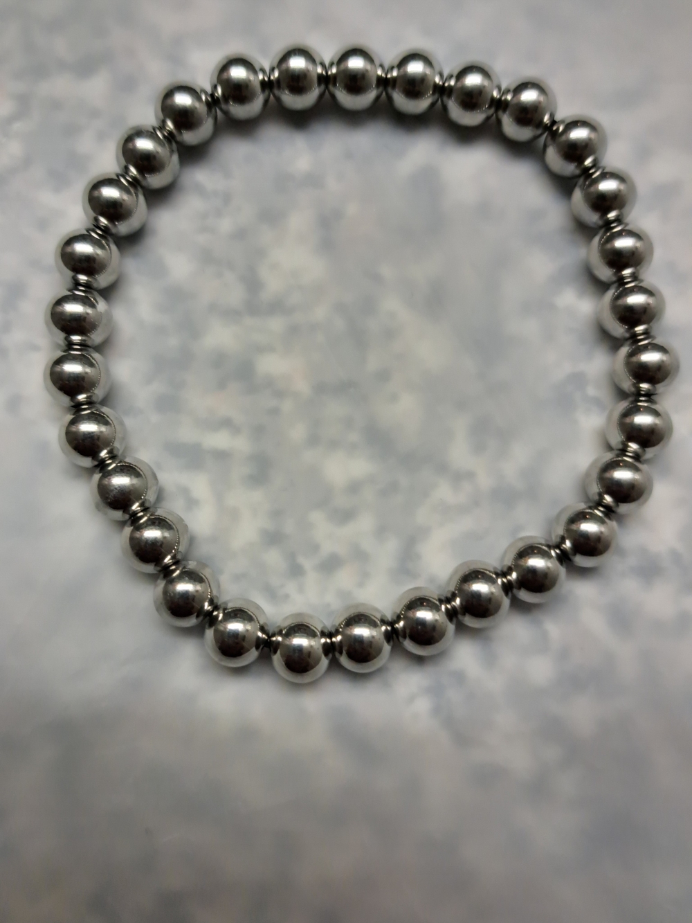 Sterling Silver Beaded Stretch Bracelet - Classic Silver